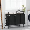 vidaXL Laundry Basket 3 Compartments with Wheels Smoked Oak