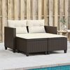 vidaXL Garden Sofa Brown PE Rattan 2-Seater Removable Covers