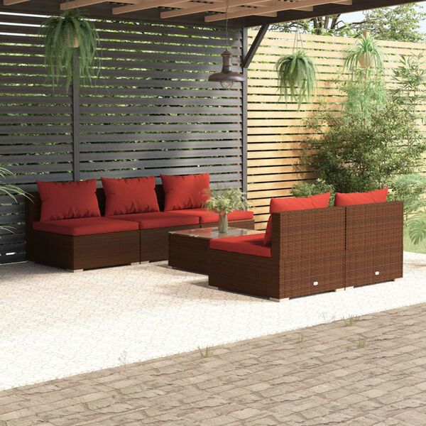 vidaXL Garden Lounge Set Brown PE Rattan Large Modular