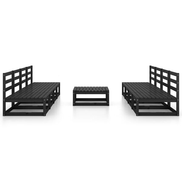 vidaXL Garden Lounge Set Black Solid pinewood 9 Piece Modular