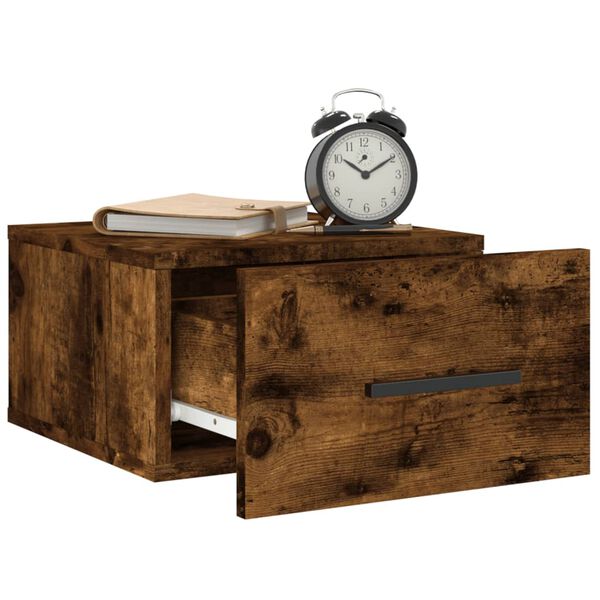 vidaXL Wall-mounted Bedside Cabinet Set of 2 Smoked Oak Engineered Wood
