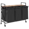 vidaXL Laundry Basket 3 Compartments with Wheels Smoked Oak