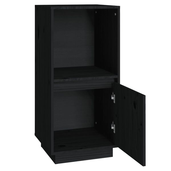 vidaXL Sideboard Black Solid pine wood Medium Sideboard Rectangular