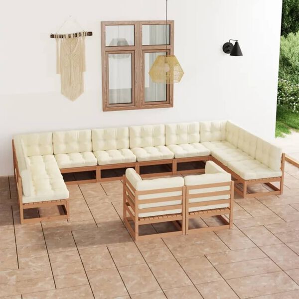 vidaXL Garden Lounge Set Honey brown, Cream