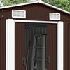 vidaXL Garden Shed Brown Galvanized steel Large Durable Garden Shed