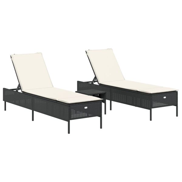 vidaXL Sun Lounger Set Black, Cream White