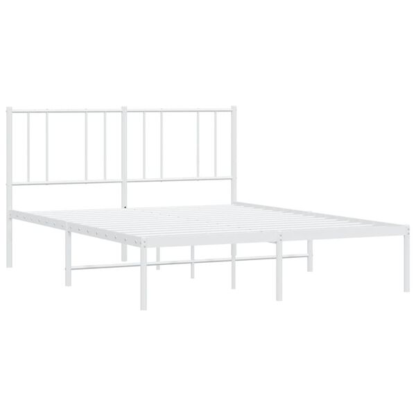 vidaXL Bed Frame White Powder-Coated Steel 47.2x79.1 in Bed Frame