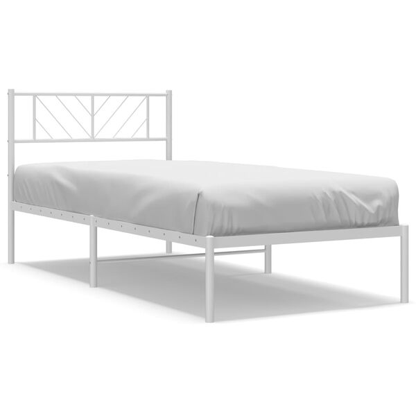 vidaXL Metal Bed Frame White Powder-coated Steel 42.1 x 80.0 in