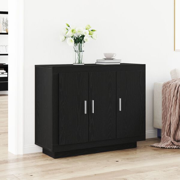 vidaXL Sideboard Black Oak 36.22 x 13.78 x 29.53 in Engineered Wood