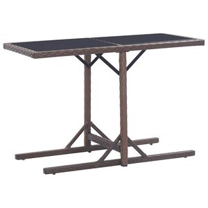 vidaXL Outdoor Table Brown Poly rattan, powder-coated steel, glass Small