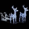 vidaXL Reindeer And Sleigh Christmas Decoration Cold White Acrylic Medium