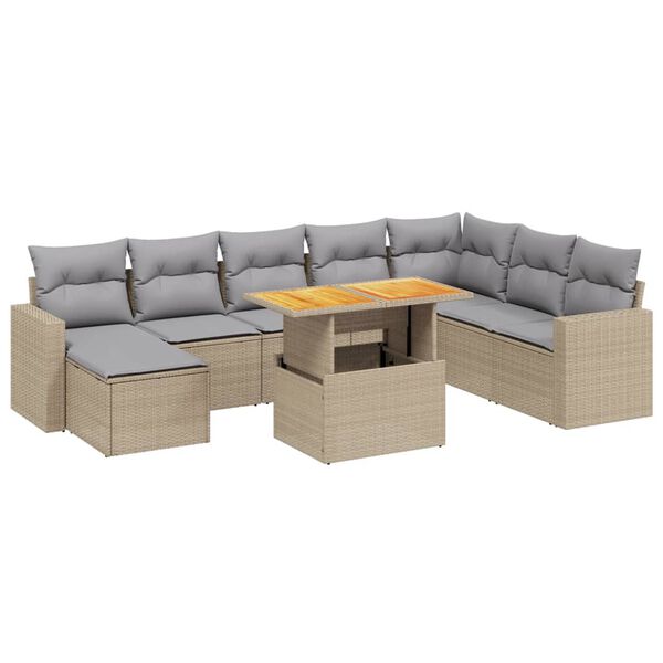 vidaXL Garden Sofa Set Beige, Light Grey