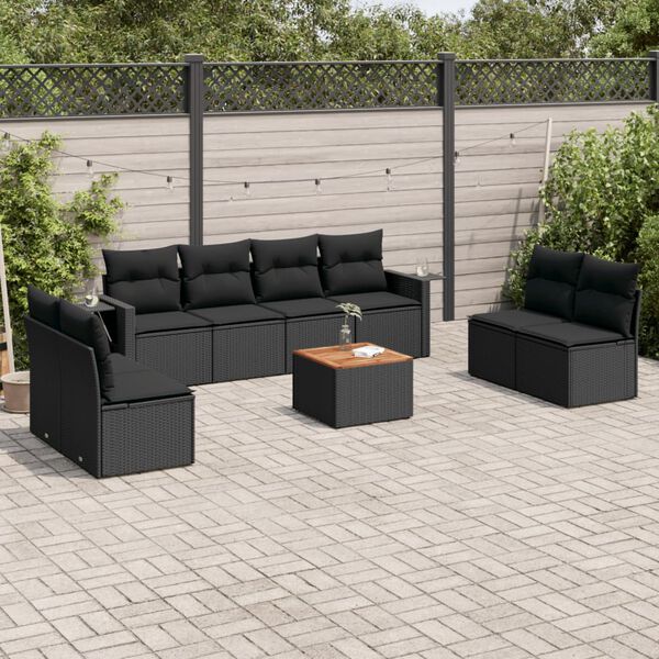 vidaXL Garden Sofa Set Black