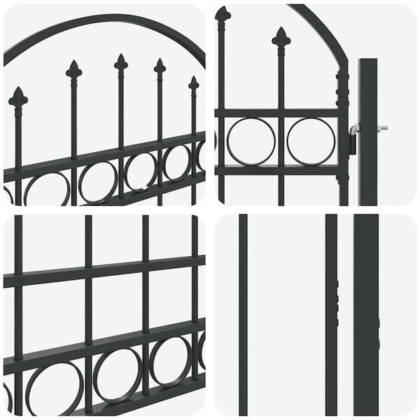 vidaXL Fence Gate Gray 39.4"x 68.9" Powder-coated steel