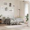 vidaXL Bed Frame White Steel 55.1 x 78.7 in Bed Frame Rectangular