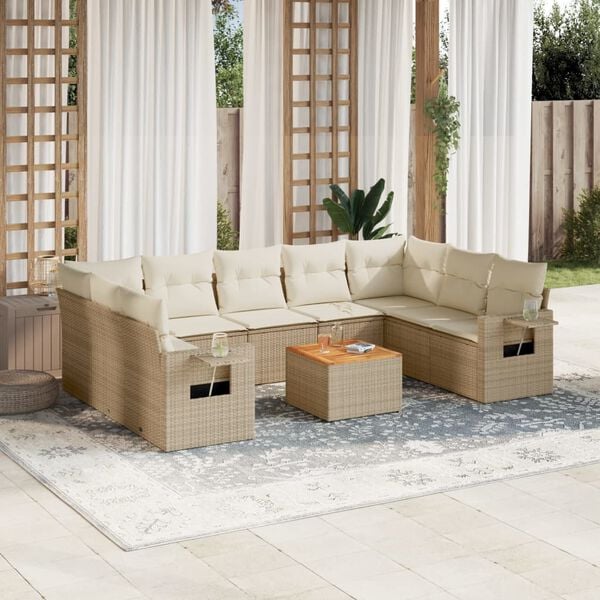 vidaXL Garden Sofa Set Beige Poly rattan Medium Foldable