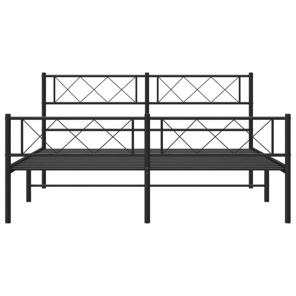 vidaXL Metal Bed Frame Black Powder-Coated Steel Small Double