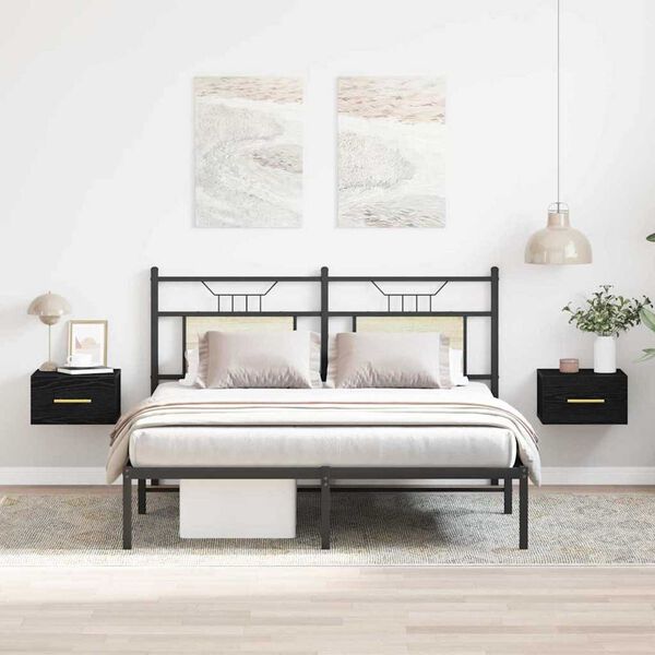 vidaXL Bedside Cabinet 2 pcs Black Oak 13.78 x 13.78 x 7.87 in