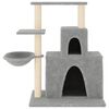 vidaXL Cat Tree Light gray Engineered wood, Plush, Sisal Large Durable