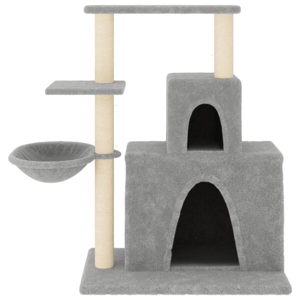 vidaXL Cat Tree Light gray Engineered wood, Plush, Sisal Large Durable