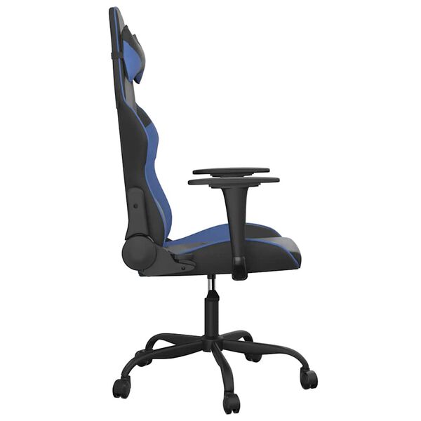 vidaXL Gaming Chair Black and Blue Faux Leather, Metal, Plywood