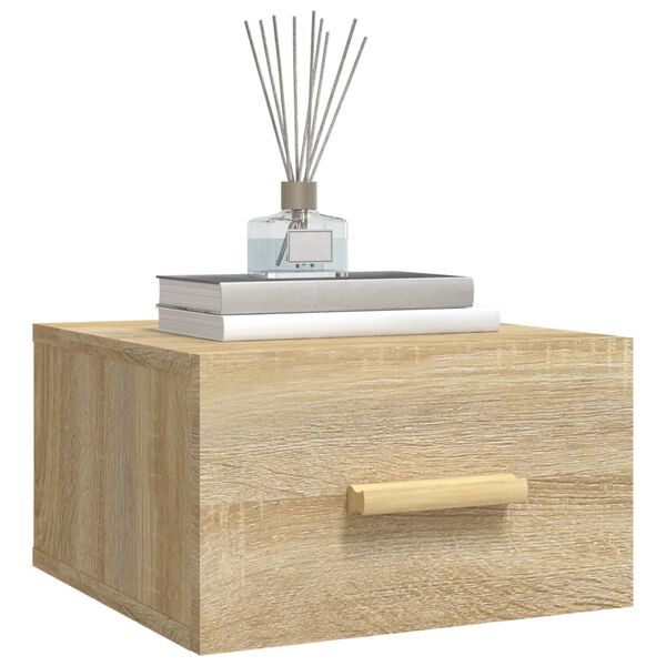 vidaXL Wall-Mounted Bedside Cabinet Sonoma Oak Engineered Wood