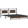 vidaXL Bed Frame Brown Oak Steel, Engineered Wood Super King Bed Frame
