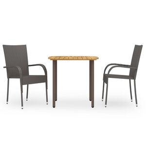 vidaXL Dining Set Brown Solid acacia wood, PE rattan, Powder-coated steel