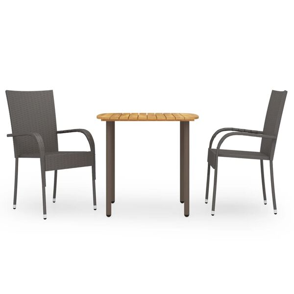 vidaXL Dining Set Brown Solid acacia wood, PE rattan, Powder-coated steel