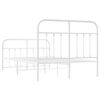 vidaXL Bed Frame White Powder-Coated Steel 47.2x74.8 in Bed Frame