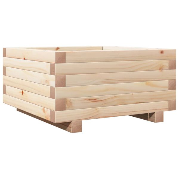 vidaXL Garden Planter Natural Pine Solid Pine Wood 19.7 in square
