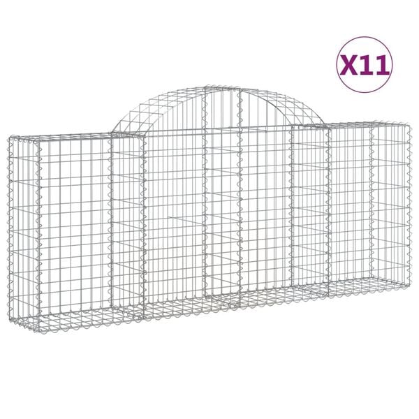 vidaXL Gabion Basket Set of 11 Silver Galvanized Iron Large