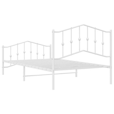 vidaXL Metal Bed Frame with Headboard and Footboard White 39.4"x78.7"