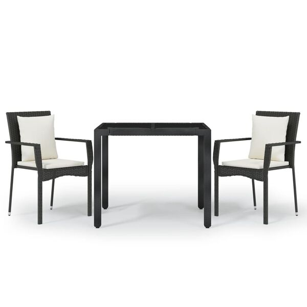 vidaXL Garden Dining Set Black and Cream White