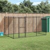 vidaXL Dog Kennel Black and silver Powder-coated steel, PE Large Durable