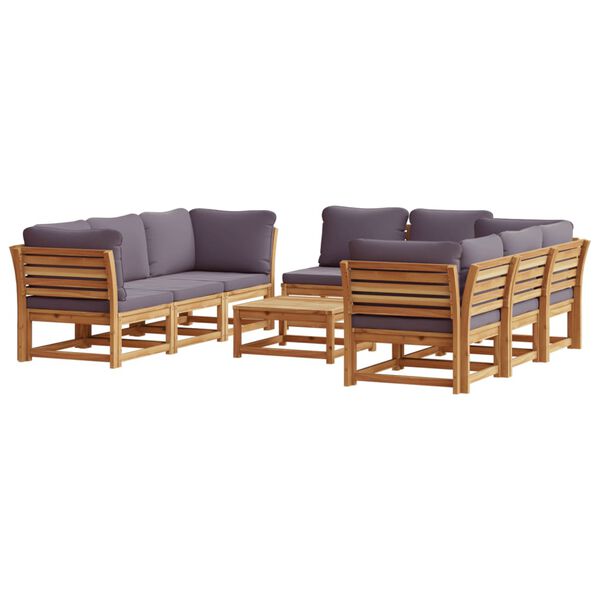 vidaXL Garden Lounge Set Dark grey cushions with natural wood