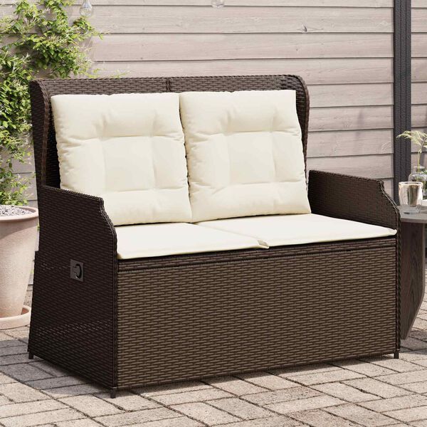 vidaXL Garden Bench Brown Poly Rattan