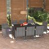 vidaXL Dining Set Grey PE rattan Large Dining Set Rectangular Modern