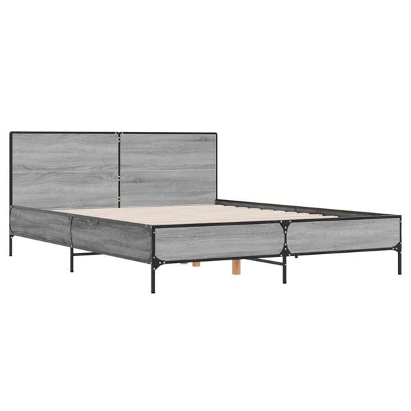 vidaXL Bed Frame Gray Sonoma Engineered wood, metal, plywood Double