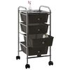 vidaXL 4-Drawer Mobile Storage Trolley Black Plastic