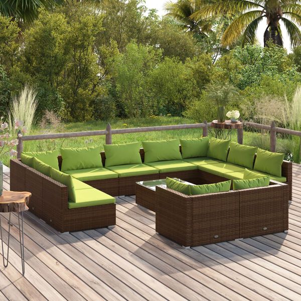 vidaXL Garden Lounge Set Brown, Green
