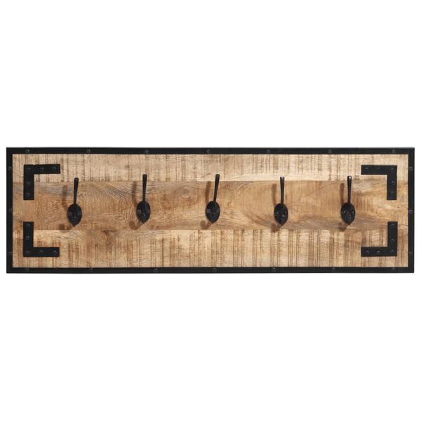 vidaXL Coat Rack Natural wood Solid rough mango wood, powder-coated iron