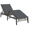 vidaXL Sun Lounger Grey PE Rattan, Powder-Coated Steel Adjustable