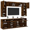 vidaXL 6 Piece TV Wall Stand Set with LED Lights Smoked Oak
