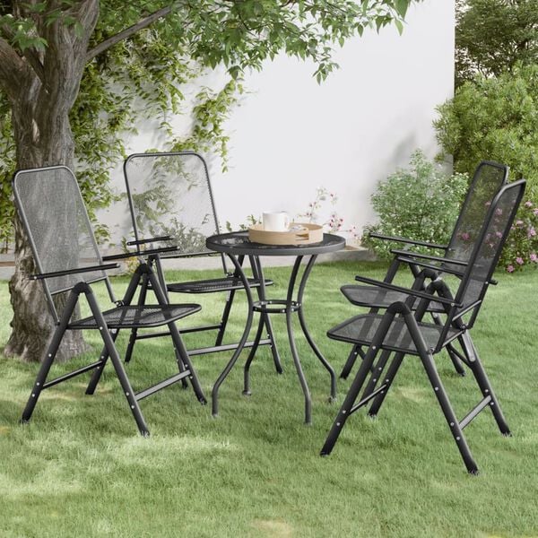 vidaXL Folding Garden Chair Set of 4 Anthracite