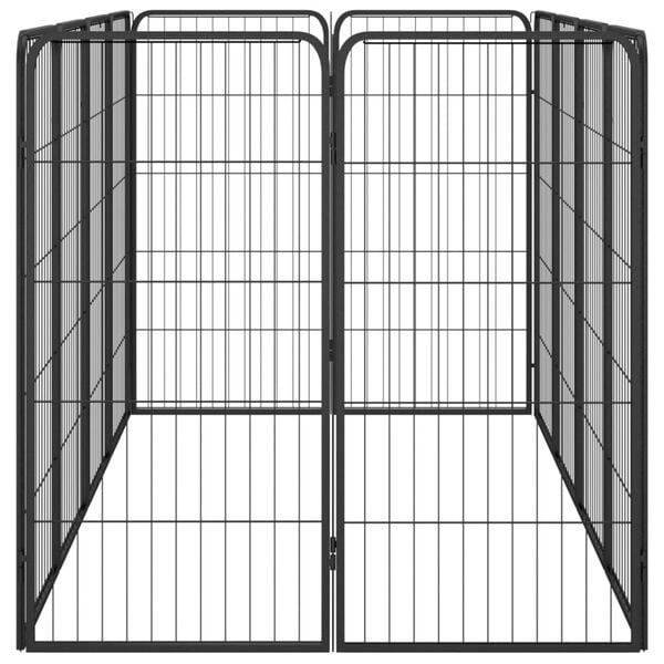 vidaXL Dog Playpen Black Powder-coated Steel Large Height-Adjustable