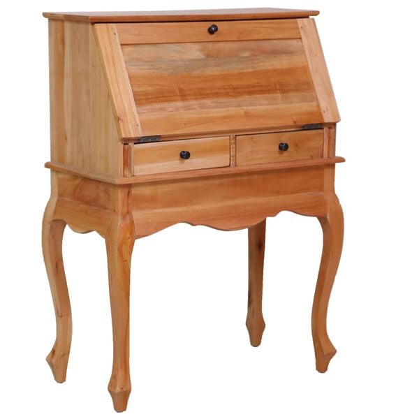 vidaXL Secretary Desk Natural Solid mahogany wood Compact Secretary Desk