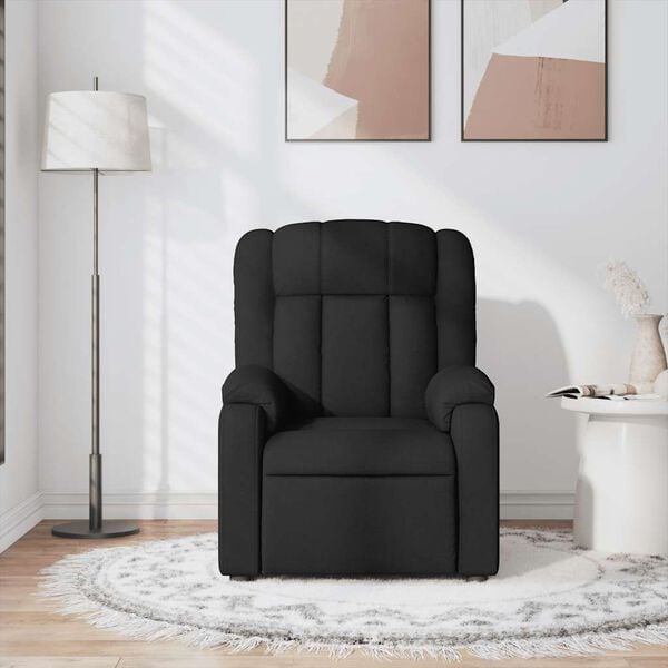 vidaXL Massage Recliner Chair Black Polyester Fabric 30.7x36.2x38.6 in