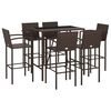 vidaXL Garden Bar Set Brown PE rattan, powder-coated steel, tempered glass