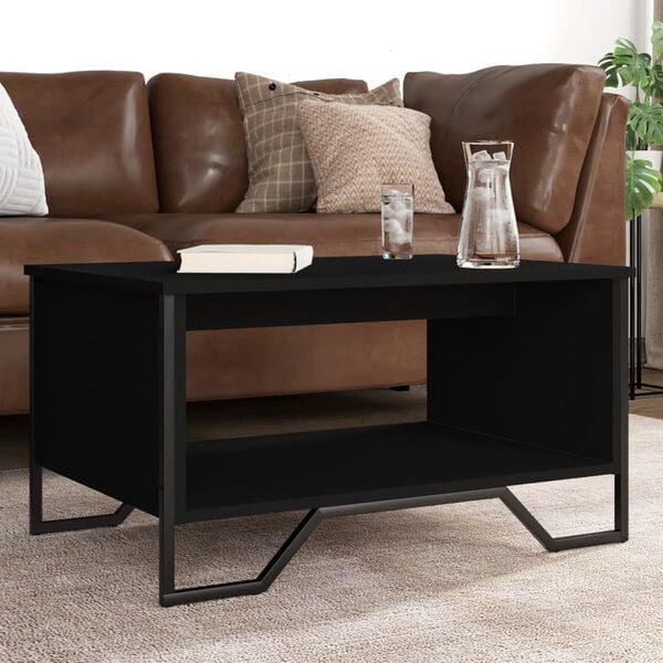 vidaXL Coffee Table Black Engineered wood, Metal Medium Coffee Table